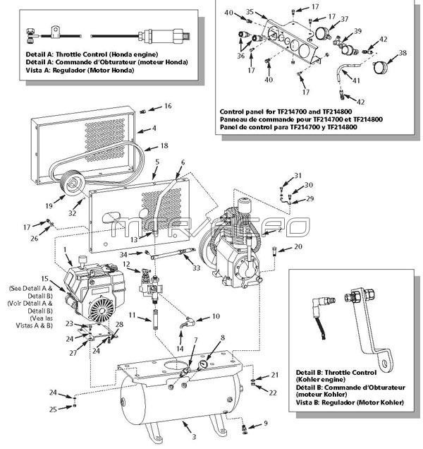 Tank Parts Diagram and Parts List for CI12G030H  Campbell Hausfeld Compressor